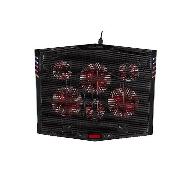 2E GAMING Laptop stand CPG-005, up to 17.3", 2xUSB-A, LCD/phone holder, RGB, black