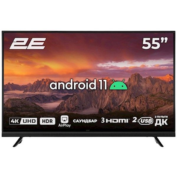 2Е TV LED 55" 4K 55A06L Smart Android, Black