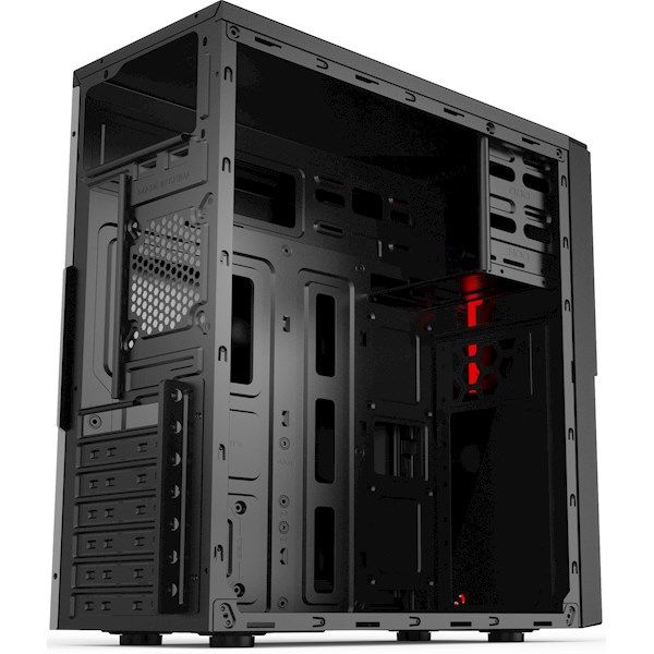 2E Computer case ALFA (E1903U-400)with PSU 2EATX400, MidT,2xUSB2.0,1xUSB3.0, steel (side panel), black