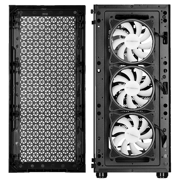 2E GAMING Computer case HEXAGON (G338) MidT,2xUSB2.0,1xUSB3.0, 1x120+3x120ARGB ,TG (side panel),without PSU,black
