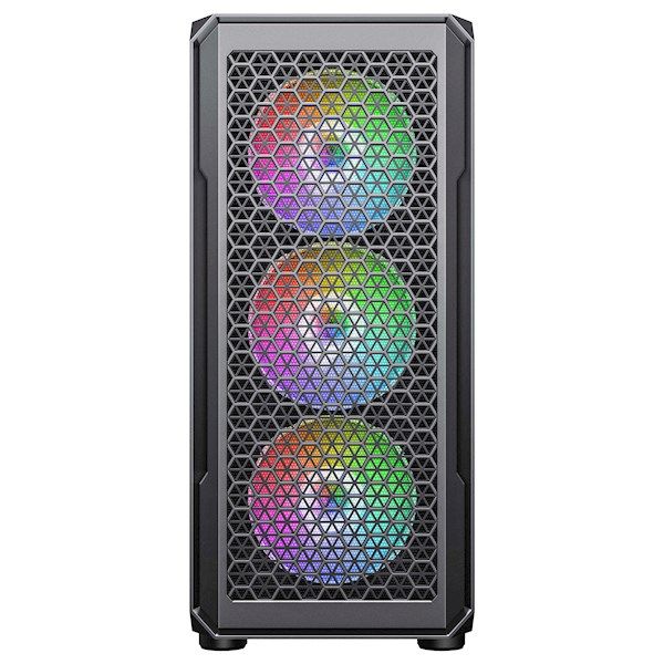 2E GAMING Computer case HEXAGON (G338) MidT,2xUSB2.0,1xUSB3.0, 1x120+3x120ARGB ,TG (side panel),without PSU,black