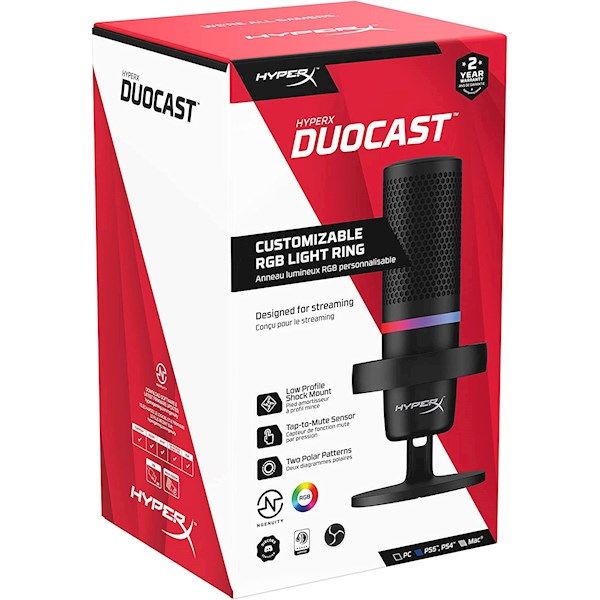 HyperX 4P5E2AA DuoCast, Microphone, USB, Black