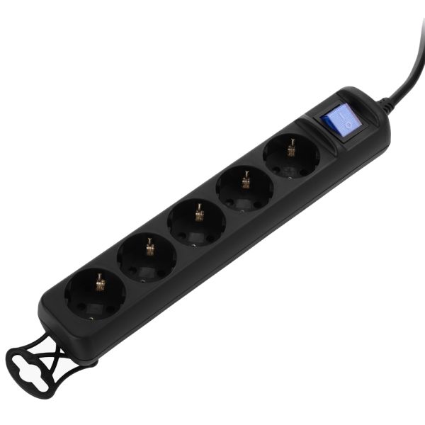 Power strip 2E 5XSchuko switch 3G*1.5mm2, 5m, black