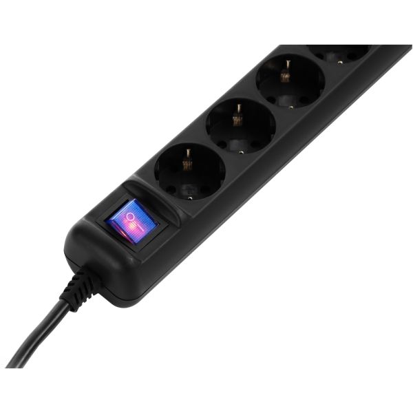 Power strip 2E 5XSchuko switch 3G*1.5mm2, 5m, black
