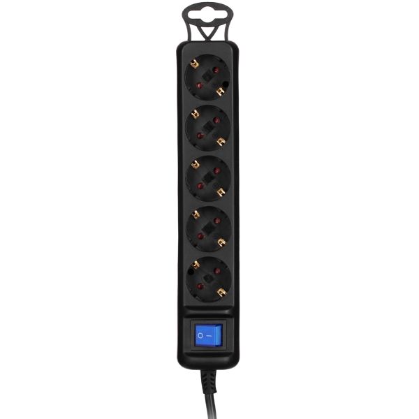 Power strip 2E 5XSchuko switch 3G*1.5mm2, 5m, black