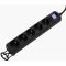 Power strip 2E 5XSchuko with switch, 3G*1.5mm2, 1.5m, black