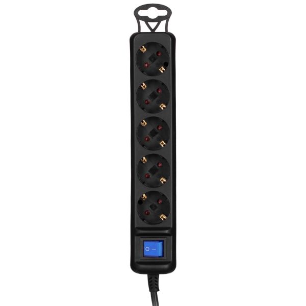 Power strip 2E 5XSchuko with switch, 3G*1.5mm2, 1.5m, black