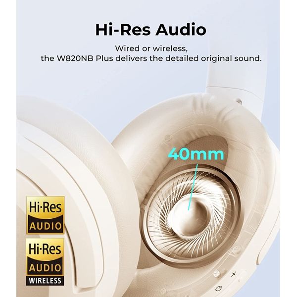 Headphones Edifier W820NB Plus, Headset, Wireless, Bluetooth, Ivory