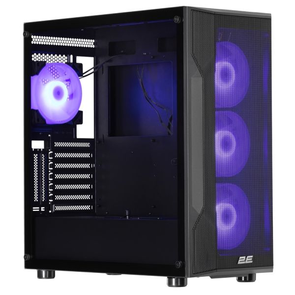 2E Gaming Computer case Splendor G4301, without PSU, 2xUSB 3.0, 1xUSB Type-C, 4x120mm ARGB, controller with remote, TG Side Panel, EATX, Black