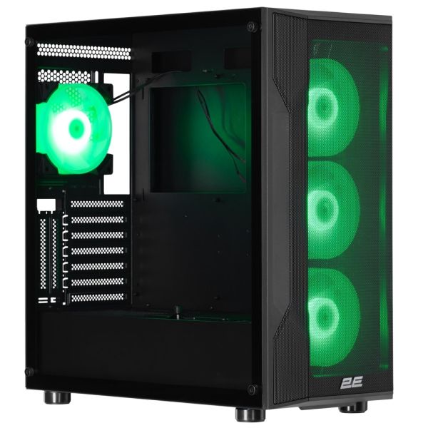 2E Gaming Computer case Splendor G4301, without PSU, 2xUSB 3.0, 1xUSB Type-C, 4x120mm ARGB, controller with remote, TG Side Panel, EATX, Black