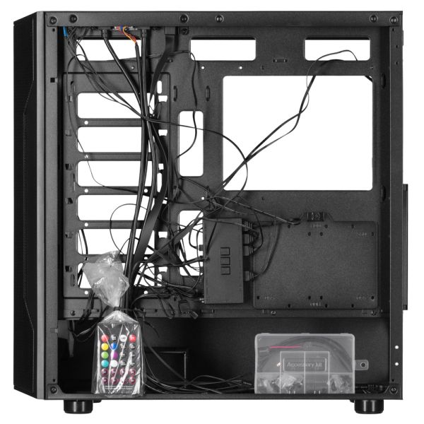 2E Gaming Computer case Splendor G4301, without PSU, 2xUSB 3.0, 1xUSB Type-C, 4x120mm ARGB, controller with remote, TG Side Panel, EATX, Black