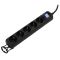 2E power strip 5XSchuko switch, 3G*0.75mm2, 3m, Black