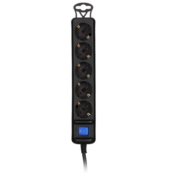2E power strip 5XSchuko switch, 3G*0.75mm2, 3m, Black