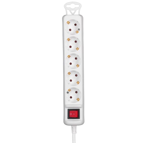 Power strip 2E 5XSchuko switch, 3G*1.5mm2, 5м, white