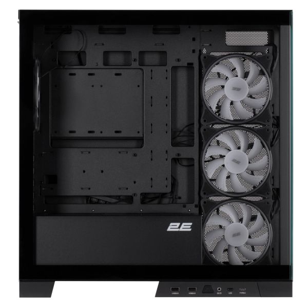 2E Gaming Computer case Fantom GK701B, without PSU, 2xUSB 3.0, 1xUSB Type-C, 4x120mm ARGB, controller with remote, TG Side/Front Panel, mATX, Black