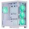 2E Gaming Computer case Fantom GK701W, without PSU, 2xUSB 3.0, 1xUSB Type-C, 4x120mm ARGB, controller with remote, TG Side/Front Panel, mATX, White
