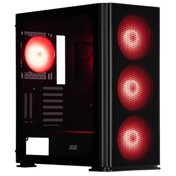 2E Gaming Computer case Vertex GI01B, without PSU, 2xUSB 3.0, 1xUSB Type-C, 3x140mm ARGB, 1x120mm ARGB, controller with remote, TG Side Panel, EATX, Black