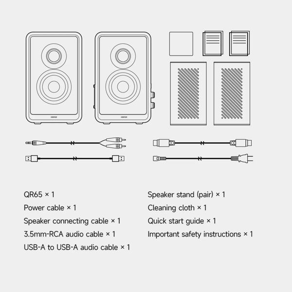 Speaker Edifier QR65, 70W, Bluetooth, USB, USB-C, AUX, Speaker With GaN Charger, Black