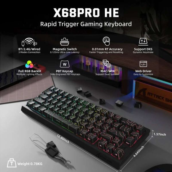 Attack shark X68 PRO Black contour line