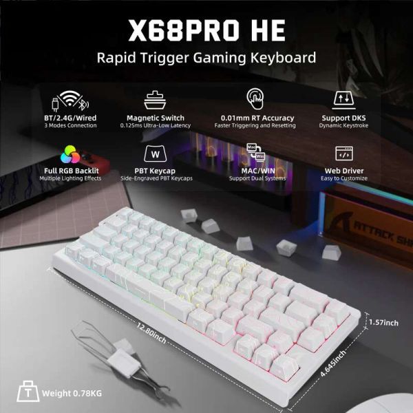 Attack shark X68 PRO White contour line