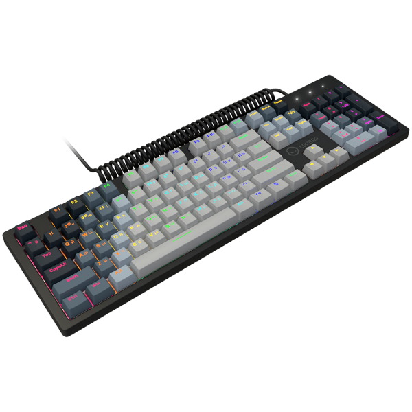 LORGAR Azar 514, Wired mechanical gaming keyboard, RGB backlight, 1680000 colour variations, 18 modes, keys number: 104, 50M clicks, linear dream switches, spring cable up to 3.4m, ABS plastic+metal, magnetic cover, 450*136*39mm, 1.17kg, white, EN+RU layout