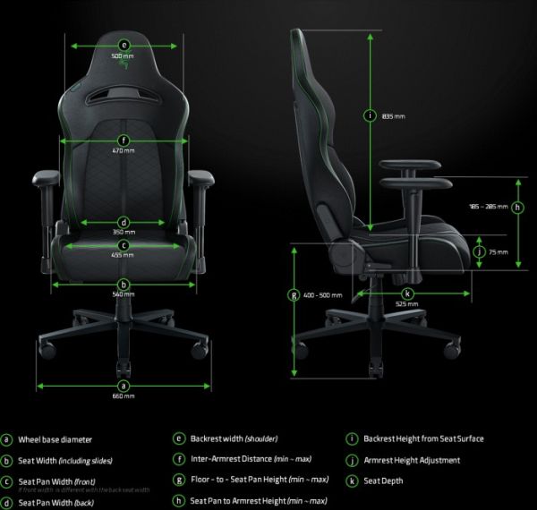 Razer Chair Enki X PU Leather, 2D-Armrests, black-green