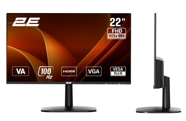 Monitor 2E 21.5" A2225B D-Sub, HDMI, VA, 100Hz