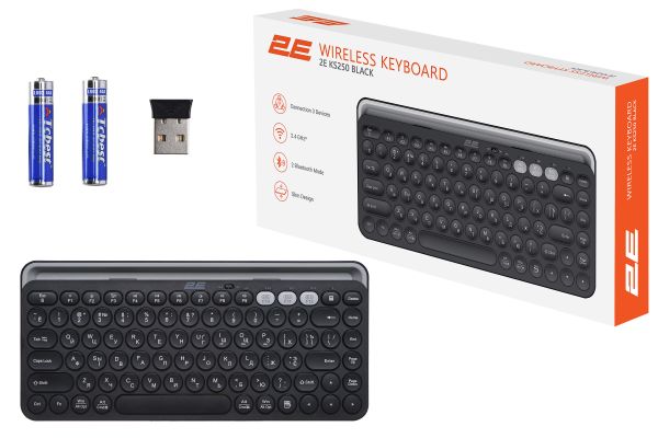 Keyboard 2E KS250 WL BT Black 2E-KS250WBK
