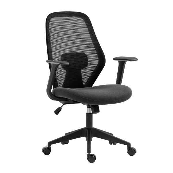 2E Office Chair OC110, fabric, fixed armrests, black