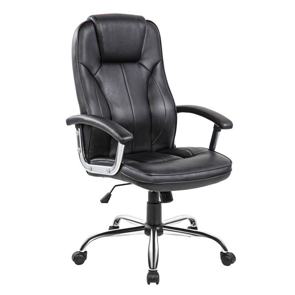 2E Office Chair OC135, PU leather, fixed armrests, black