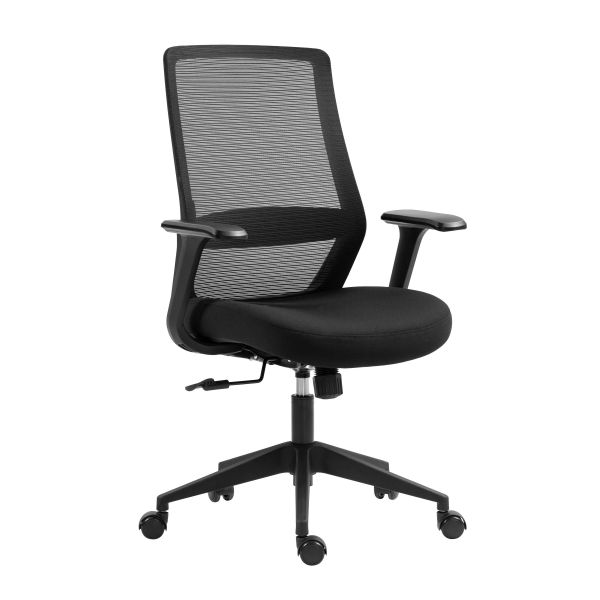 2E Office Chair OC140, fabric, fixed armrests, black
