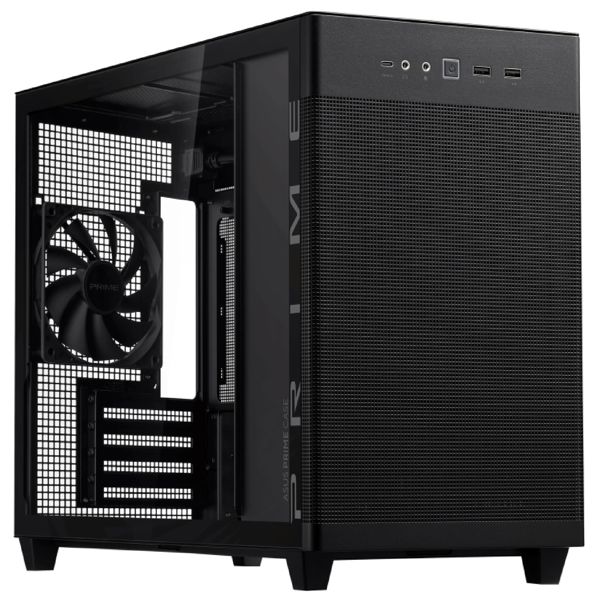 ASUS Prime AP201 TG – Mini Tower | mATX/Mini-ITX | TG | 1×120mm Rear Fan | Mesh Panels | GPU 338mm | CPU Cooler 170mm | Top Radiator up to 360mm | Black