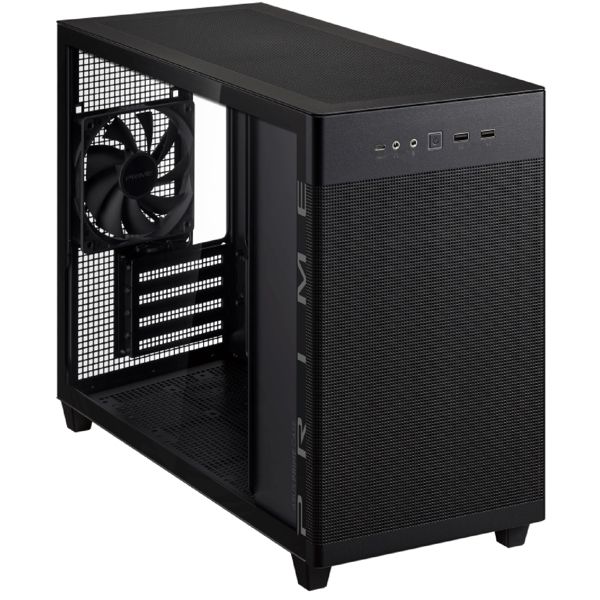ASUS Prime AP201 TG – Mini Tower | mATX/Mini-ITX | TG | 1×120mm Rear Fan | Mesh Panels | GPU 338mm | CPU Cooler 170mm | Top Radiator up to 360mm | Black