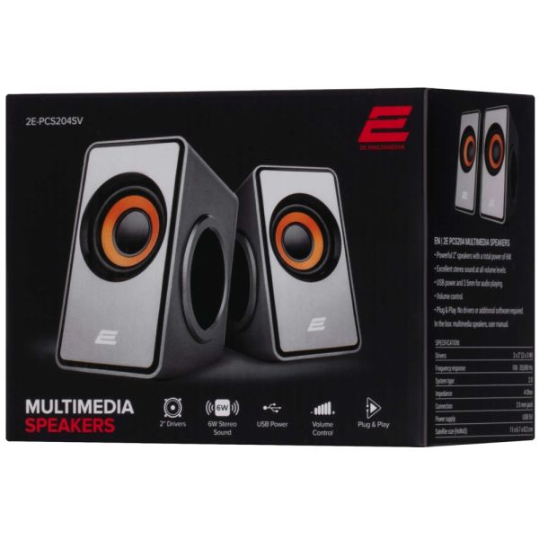 2E Multimedia speaker  PCS204, 2.0, USB, Silver