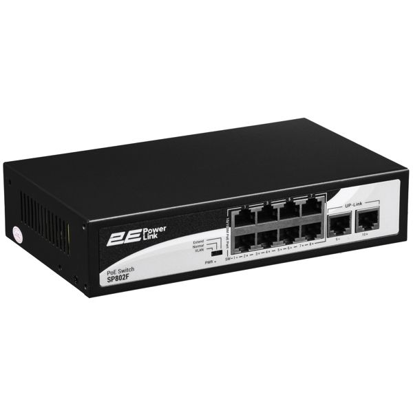 2E PowerLink Switch SP802F 10xFE (8xPoE, 2xUplink), 96W, Unmanaged