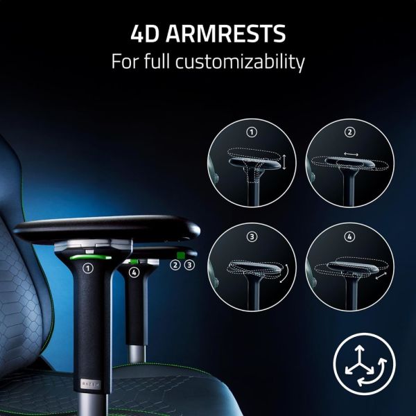 Razer chair Iskur V2 EPU Leather, 4D-Armrests, black-green