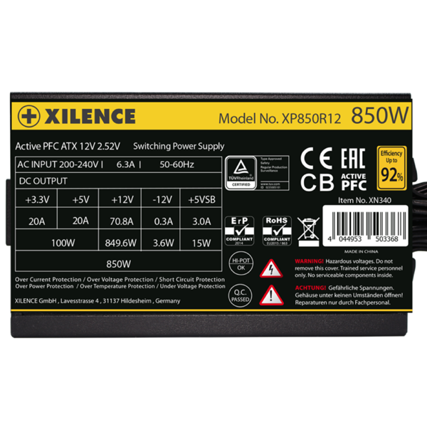 Xilence Power Supply Gaming Series XP850R12-850 Watt 80+ Gold
