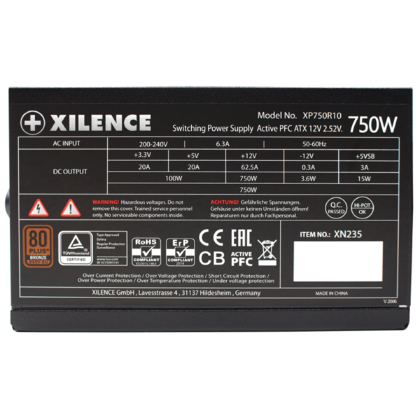 Xilence Power Supply Gaming Series XP750R10 - 750 Watt 80+ Bronze