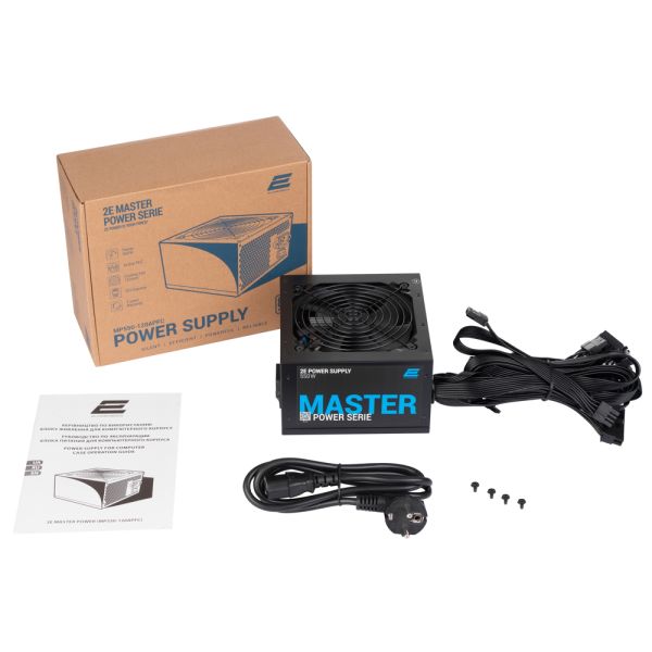 2E PSU Master Power  (550W), >80%, 80+ White, 120mm, 1xMB 24pin(20+4), 1xCPU 8pin(4+4), 3xMolex, 5xSATA, 2xPCIe 8pin(6+2)
