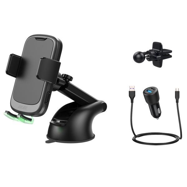 2E Car Holder window wireless with 2USB 60W car charger