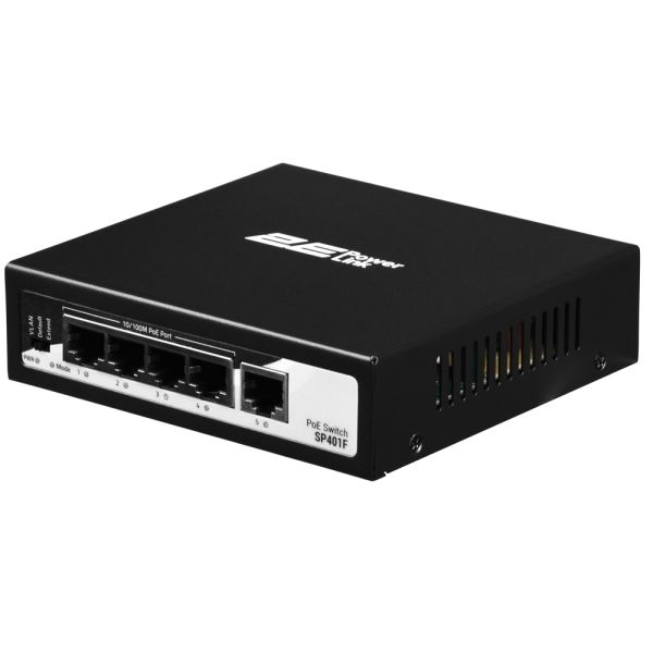 2E PowerLink Switch SP401F 5xFE (4xPoE, 1xUplink), 55W, Unmanaged