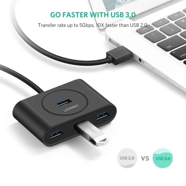 USB hub UGREEN CR113 (20291) NEW USB 3.0 4 Ports Hub with 2.0 OTG Black 1M