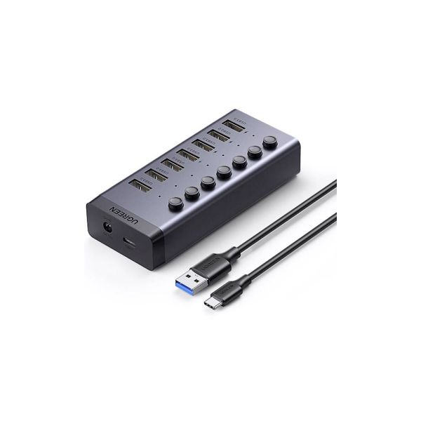 USB hub UGREEN CM481 (90307) USB 3.0 Hub With 7 Ports USB-A 12V 2A, Gray