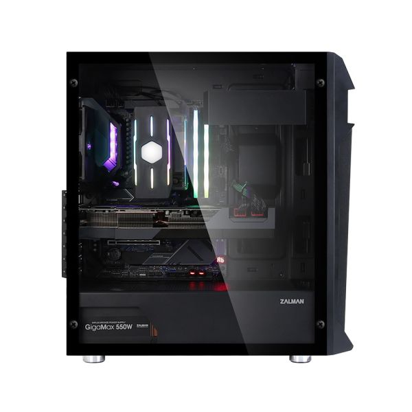 Zalman PC case Z1 Plus without PSU, 2xUSB3.0, 1xUSB2.0, 3x120mm, VGA 385mm, LCS ready, TG Side Panel, ATX, black