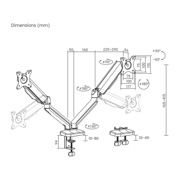 Monitor/ Accessories/ Stell Monitors desk mount dual SOS 2121