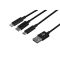 Cable 2E USB 3 in 1 Micro/Lightning/Type C, 5V/2.4A, Black,1.2m