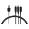 Cable 2E USB 3 in 1 Micro/Lightning/Type C, 5V/2.4A, Black,1.2m