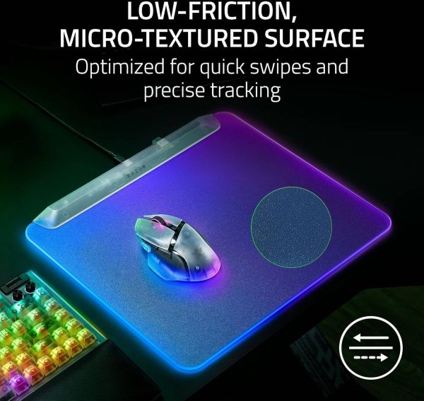 Razer Mouse Pad Firefly V2 Pro, M (360x278x4.6mm), RGB, Phantom White Ed.