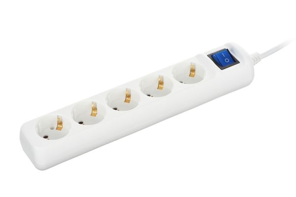 Power strip 2E 5XSchuko with switch, 3G*1.5mm2, 3m, white