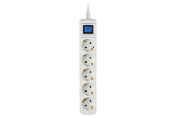 Power strip 2E 5XSchuko with switch, 3G*1.5mm2, 3m, white